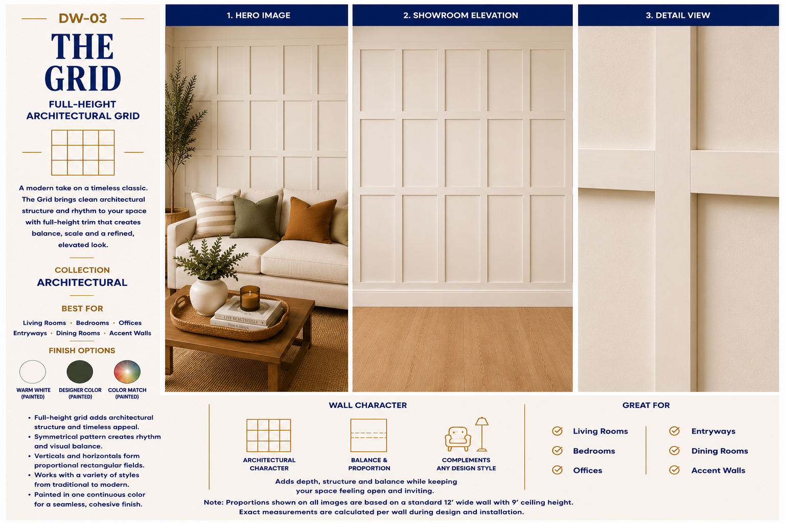 The Grid — full view, elevation and detail by Dora Wall Co.
