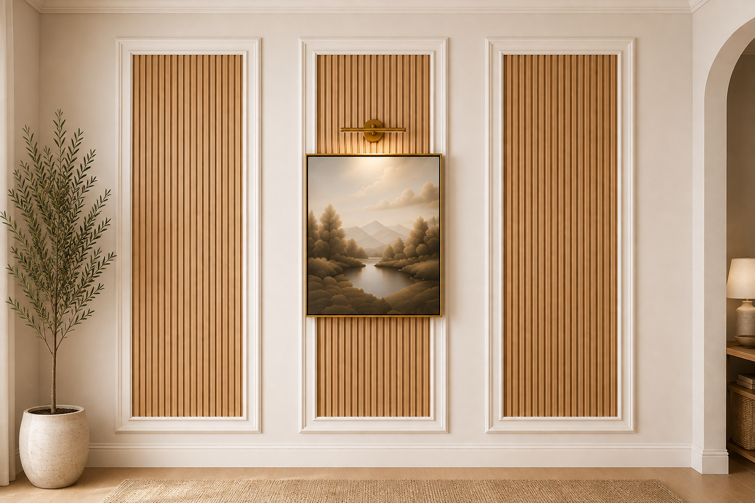 The Dora Wall — Molded Panels + Fluted White Oak Insets by Dora Wall Co.